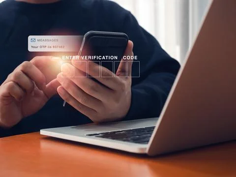 Two steps authentication or 2FA, cyber security technology concept. Empty v.. Stock Photos