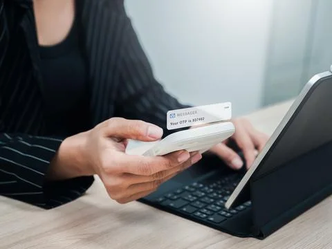 Two steps authentication, validate password, cybersecurity technology conce.. Stock Photos