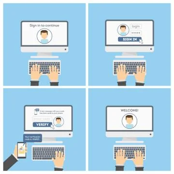 Two steps verification. Stock Illustration