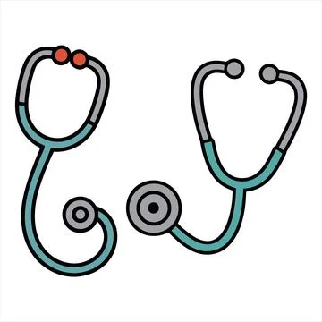 Two stethoscopes in turquoise and gray showing medical equipment concept Stock Illustration