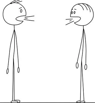 Two stick figures in conversation Vector Stock Illustration