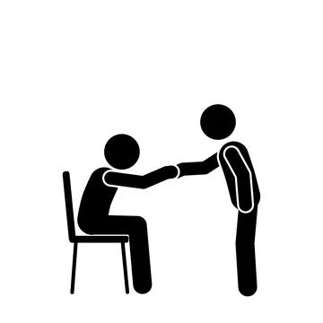 Two stick figures shaking hands with agreement. Illustrazione stock