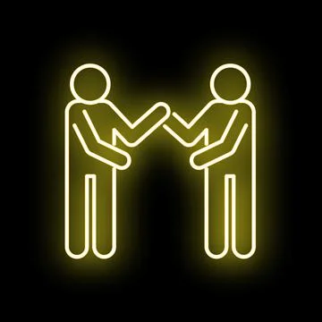 Two stick figures shaking hands showing partnership icon Stock Illustration
