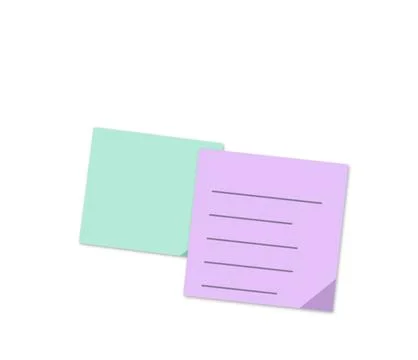 Two sticky notes with grid and text design Stock Illustration