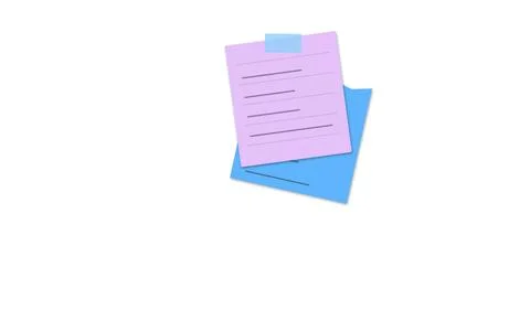 Two sticky notes with writing on a flat surface Stock Illustration