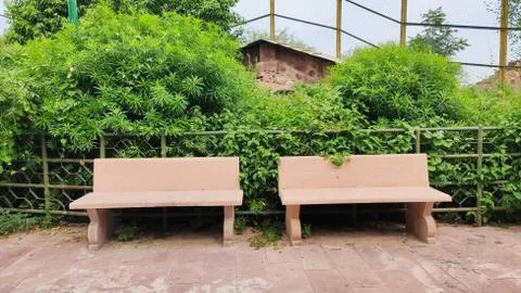 Two Stone chairs in the Park Stock Photos