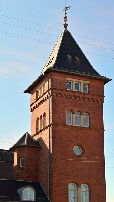 Two storey brick building of School of Management CfL in Copenhagen, Denmark. Stock Footage 281314372