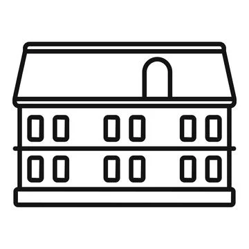 Two storey building with attic illustration featuring six windows on each floor Stock Illustration