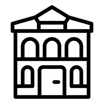 Two storey building facade with arched windows and door Ilustración de archivo