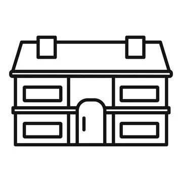 Two storey building facade with large windows and doors Ilustración de archivo