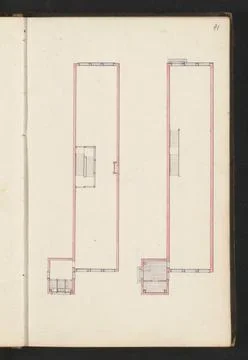 Two-storey floor plans. Page 41 from a sketchbook with 164 pages. Copyrigh... Stock Photos