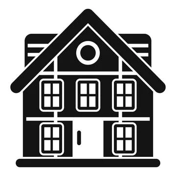 Two storey house with attic icon, simple style Stock Illustration