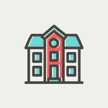 Two storey house building thin line icon Ilustración de archivo