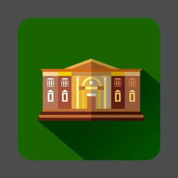 Two storey public building icon, flat style Ilustración de archivo