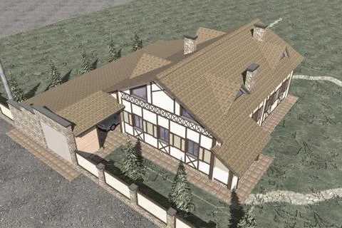 Two storey villa Stock Illustration