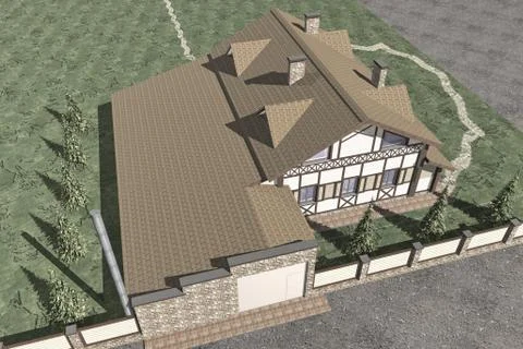 Two Storey Villa Stock Illustration