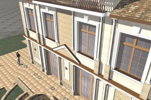 Two Storey Villa Stock Illustration