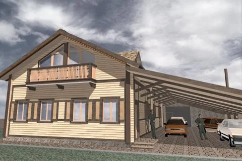 Two Storey Villa Stock Illustration