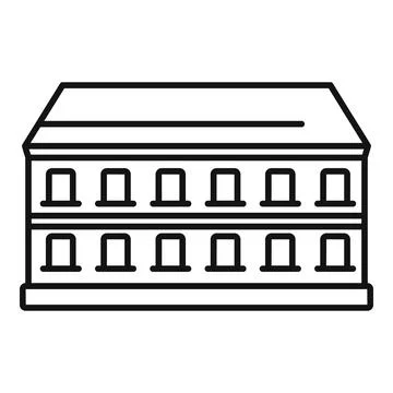 Two story building facade with windows drawing Ilustración de archivo