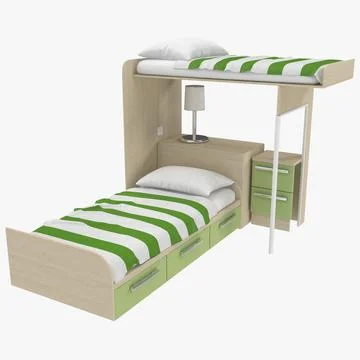 Two Story Childrens Bed 3D Model