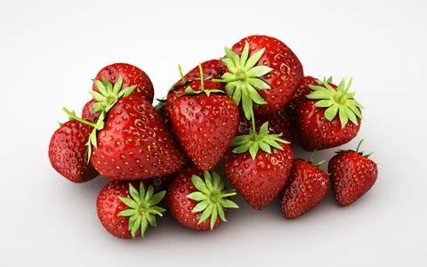 Two strawberries close up on white background Stock Illustration