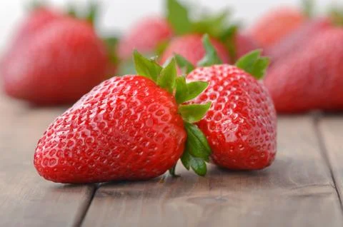 Two strawberries closeup Stock Photos