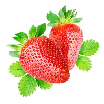 Two strawberries isolated Stock Photos