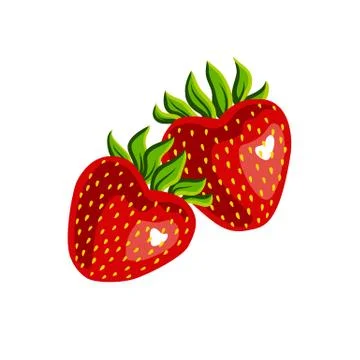 Two strawberries isolated on white background Stock Illustration