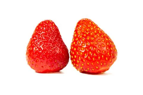 Two strawberries isolated on white background Foto stock