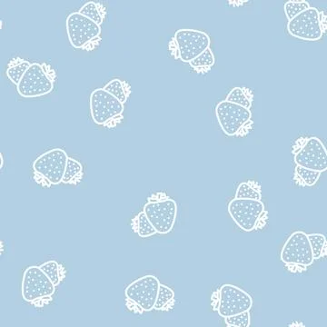 Two strawberries line vector seamless pattern 스톡 일러스트