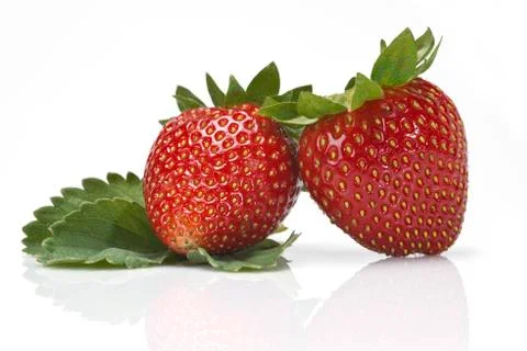 Two strawberries Stock Photos
