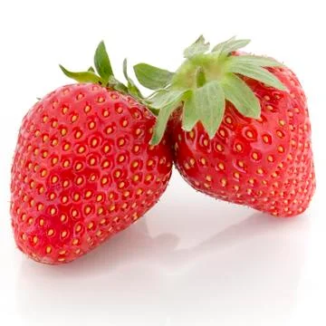 Two strawberries Stock Photos