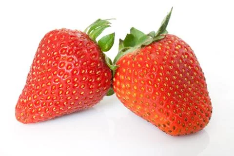 Two strawberries Stock Photos