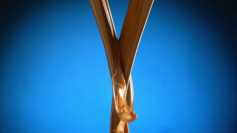 Two stream of chocolate meet Stockbeeldmateriaal 81805648