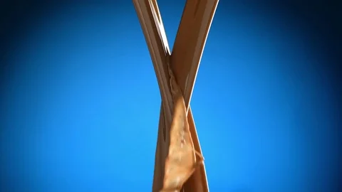  Two stream of chocolate meet Stock-Footage 81805884