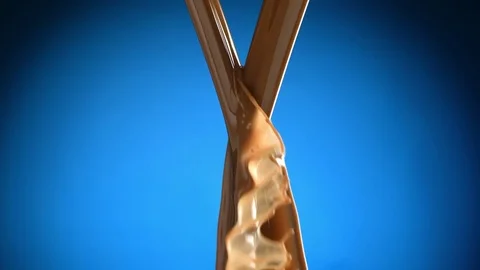  Two stream of chocolate meet Video stock 81805903