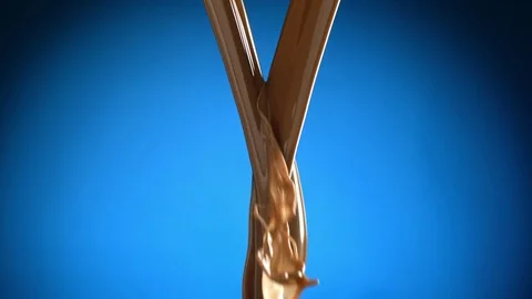 Two stream of chocolate meet Stockbeeldmateriaal 81807418