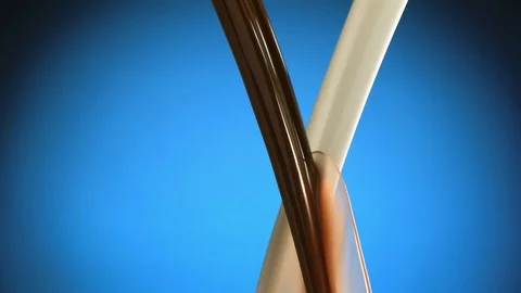 Two stream of milk and chocolate meet Stock-Footage 81805611