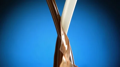   Two stream of milk and chocolate meet Stock-Footage 81805638