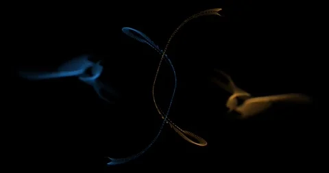 Two streams of colored liquids are rapidly moving towards each other. Stock Footage 326357823