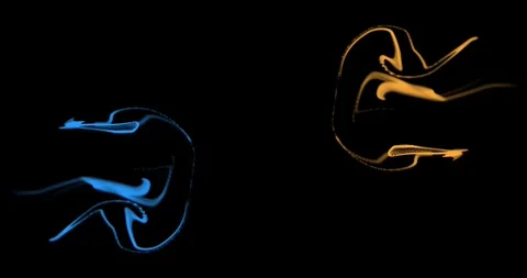 Two streams of colored liquids are rapidly moving towards each other. Stock Footage 326357935