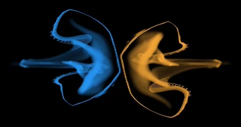 Two streams of colored liquids are rapidly moving towards each other. Stock Footage 326358100