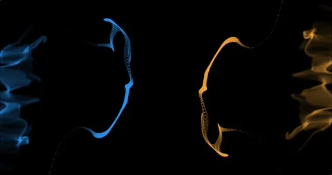 Two streams of colored liquids are rapidly moving towards each other. Stock Footage 326358211