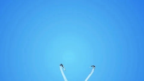 Two streams of water in the air Stock Footage 75986267