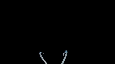 Two streams of water in the air Stock Footage 76222716