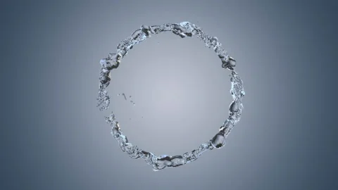 Two streams of water connecting and forming O in midair. CG. Alpha Matte. Stock Footage 135429682