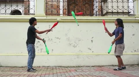 Two Street Jugglers Practicing Video stock 10867672