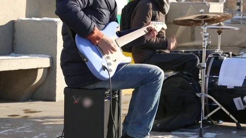Two street musicians performing Video stock 81789266