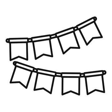 Two strings of bunting flags hanging on a white background イラスト素材