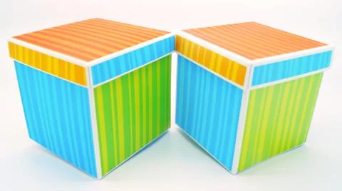 Two Striped Boxes Pair Isolated Stock Photos